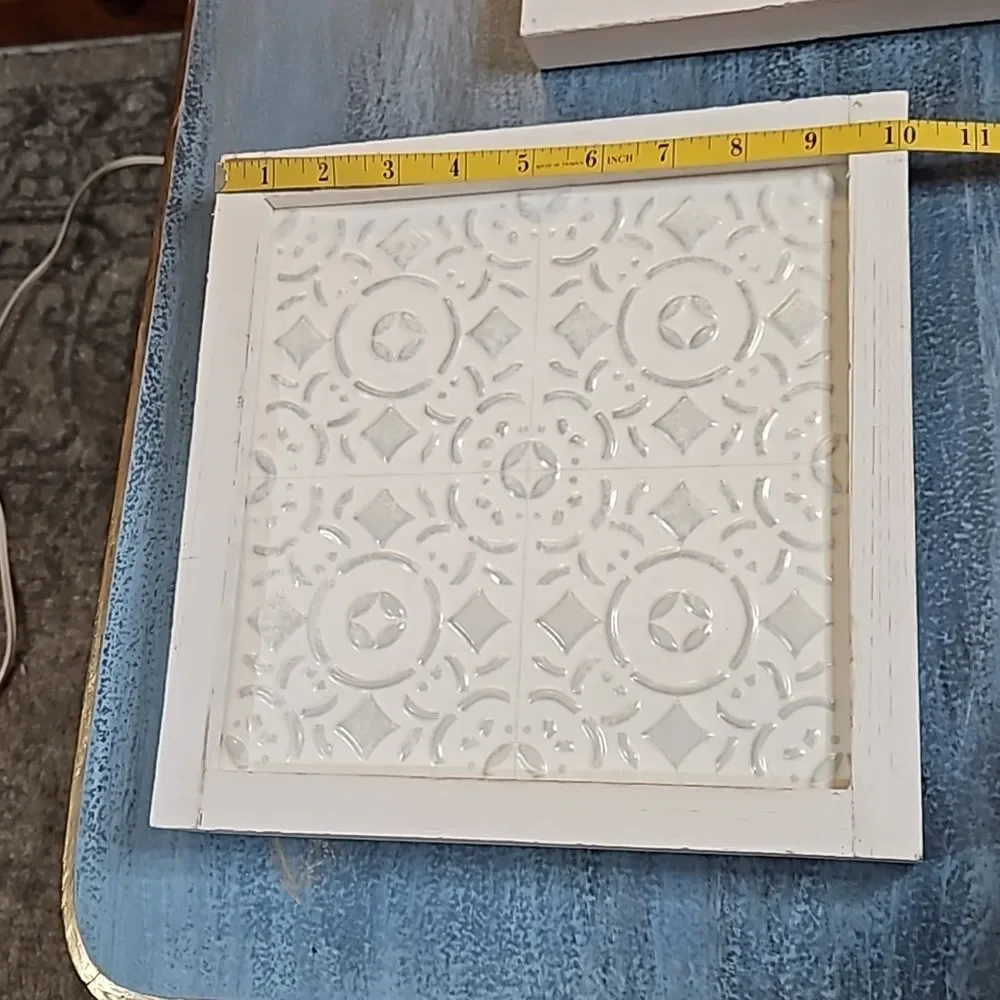 NWT Hobby Lobby White Tin Framed Wall Art Panels | 10